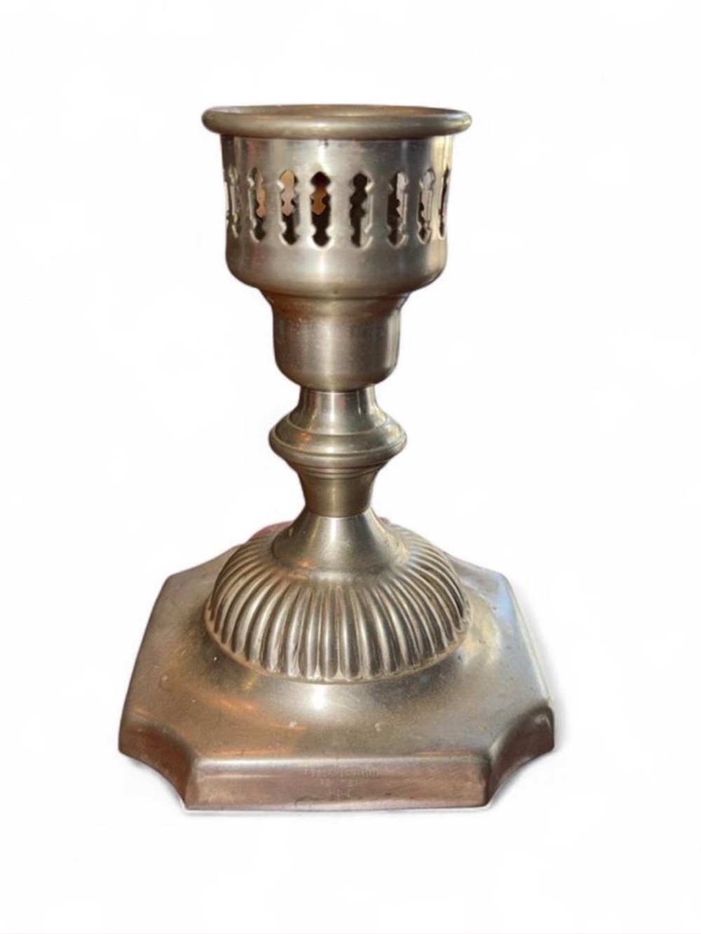 Pewter candle holder with intricate design #candleholder